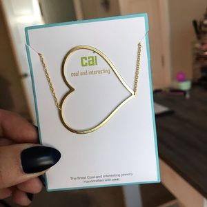 Gold Large Sideways Heart Necklace